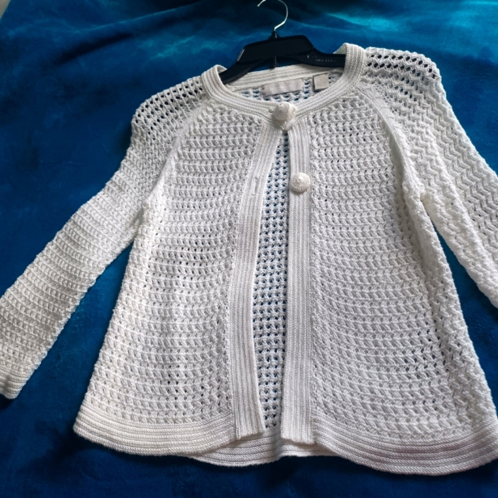White sweater knit. Two buttons. Liz Claiborne medium